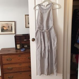 Sleeveless Wide Legged Striped Cotton Jumpsuit